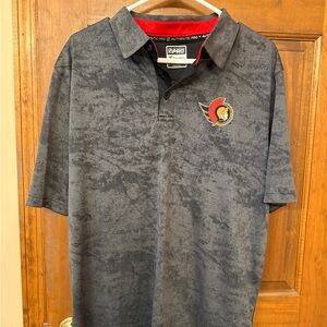 Fanatics Black and Gray Polo Shirt Ottowa Senators, size men’s Large